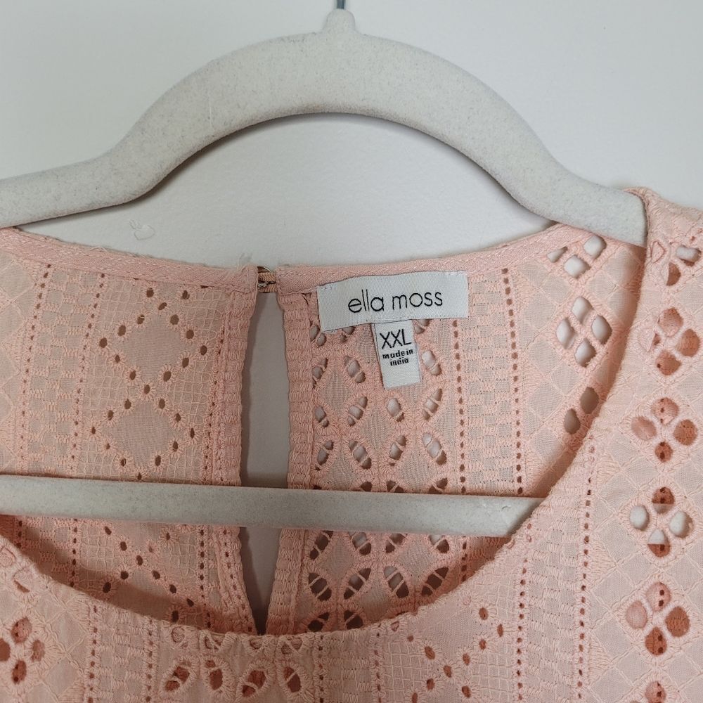 Ella Moss Pink Blouse Top Plus Size XXL Lace Cottagecore Flounce Romantic Girly - Picture 8 of 12